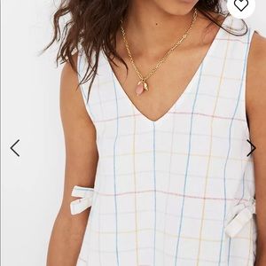 Madewell side tie tank top, windowpane, medium